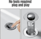 2er-Set Waschbecken-Stöpsel mit Haarfänger, Pop-up Abflussfilter aus Edelstahl mit herausnehmbarem Filterkorb