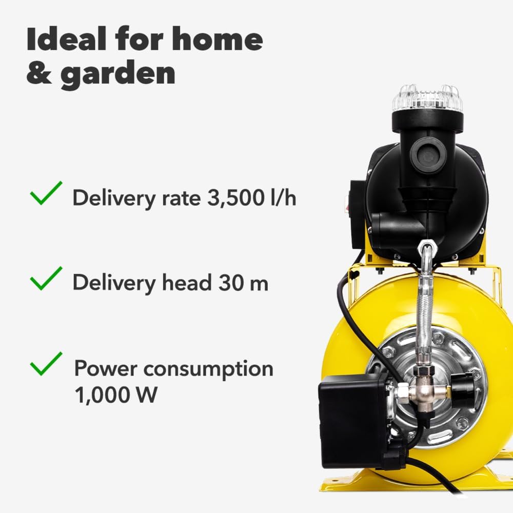 TROTEC TGP 1025 EF - Pompa con prefiltro, 3500 l/h, 1000 W, 30 m, risparmio energetico, auto-arresto, approvvigionamento idrico industriale, irrigazione