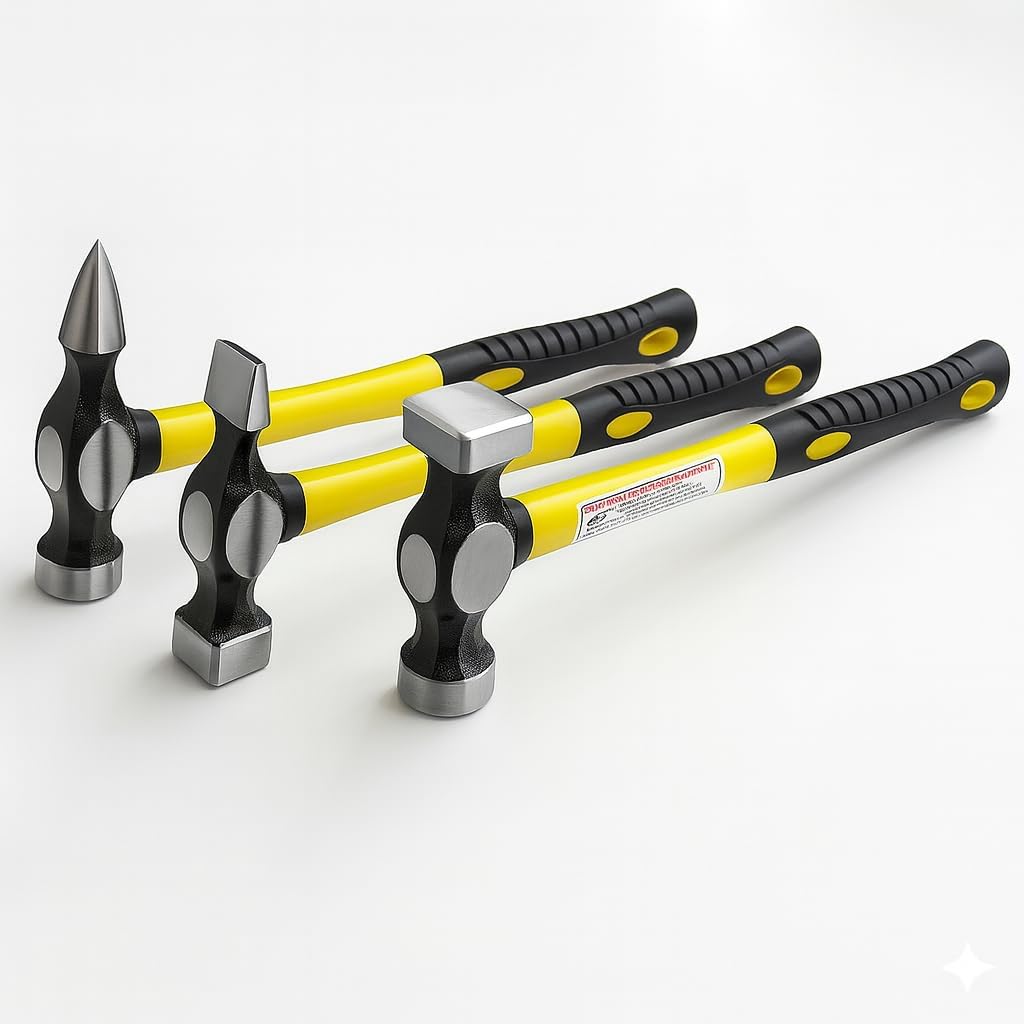 TOPWAY 7 Pezzi kit attrezzi da officina riparazione carrozzeria auto con manici in fibra di vetro, kit di martelli e tassi per carrozziere 454222 (Budget)