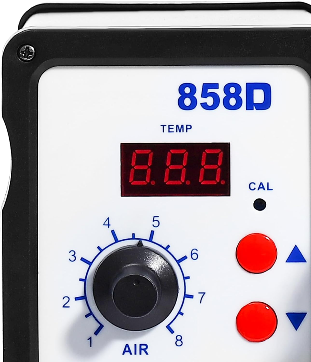 Stazione di saldatura ad aria calda, 858D, saldatrice ad aria calda, 100 ~ 500 °C, 700 W, indicatore di temperatura digitale con 3 ugelli per BGA, SOIC, CHIP, QFP, PLCC