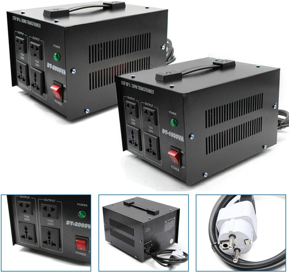 Trasformatore di tensione, 110 V, 220 V, adattatore da viaggio per tutti i dispositivi elettronici ed elettrici (1000 W)