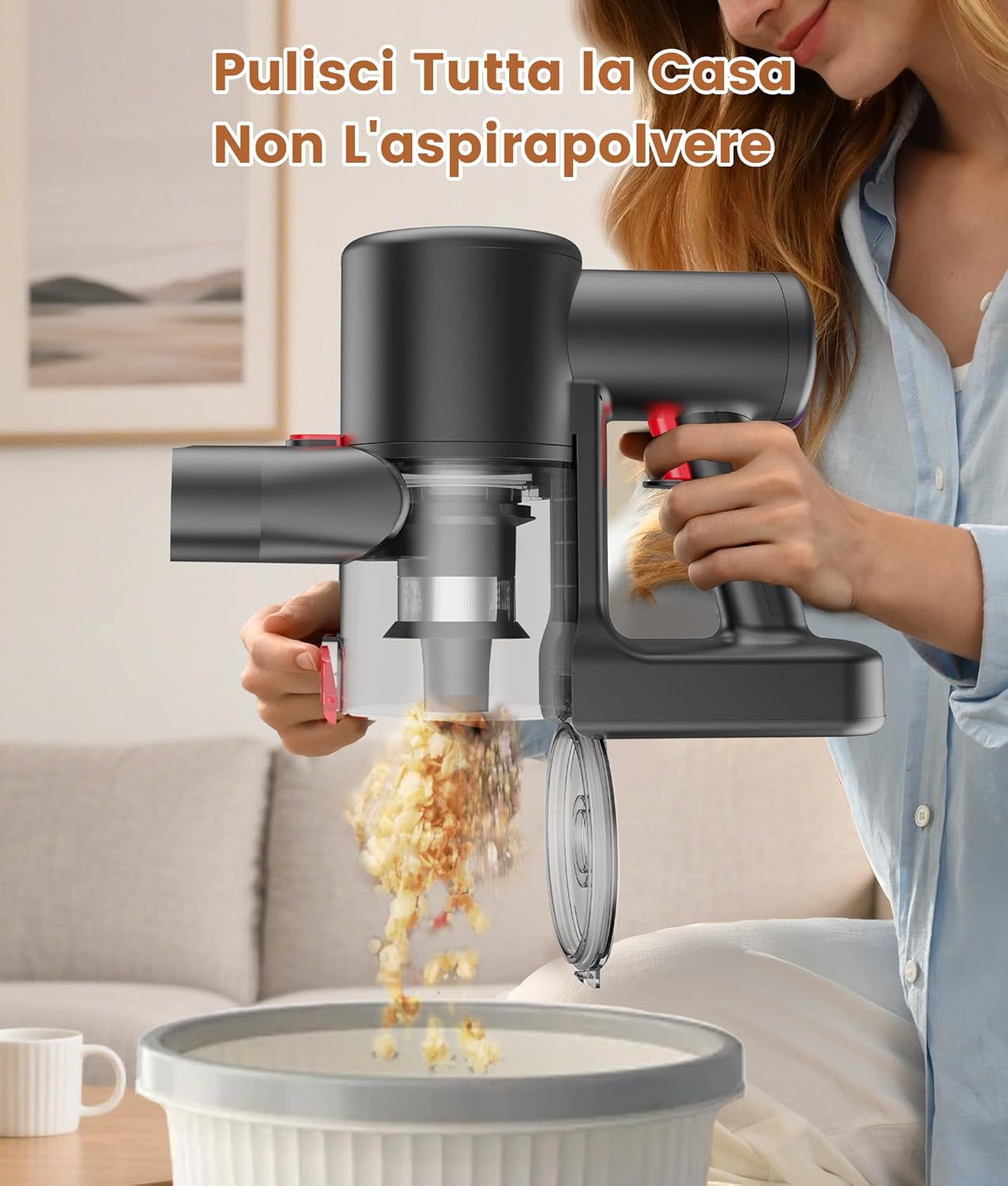 Aspirapolvere Senza Fili 40KPa, Scopa Elettrica Leggera con Filtro HEPA, Luce LED Verde, Autonomia 45 Min, Design Autoportante, per Pavimenti Duri, Tappeti e Peli di Animali