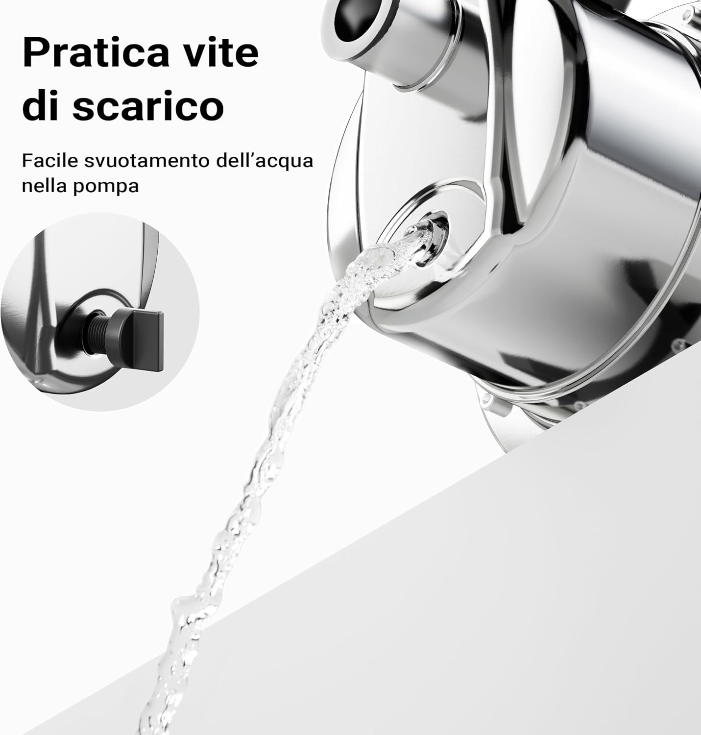 Pompa da giardino autoadescante acciaio inox 3800l/h 1200W max 48m con maniglia Elettropompa