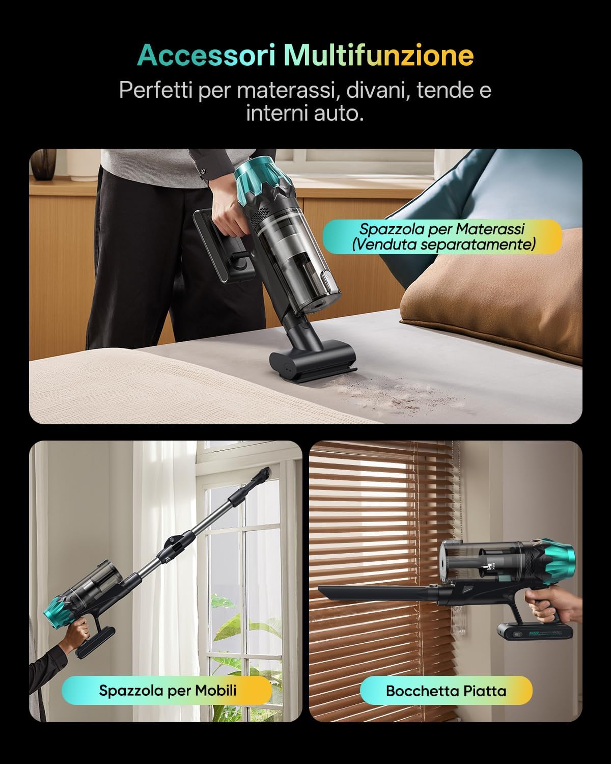 Aspirapolvere Senza Fili Potente 65000Pa/ 60Min, V15Max Aspirapolvere Lavapavimenti,Antigroviglio,Ultraleggero,Scopa Elettrica Senza Fili Aspirapolvere Senza Sacco per Pavimenti/Tappeti