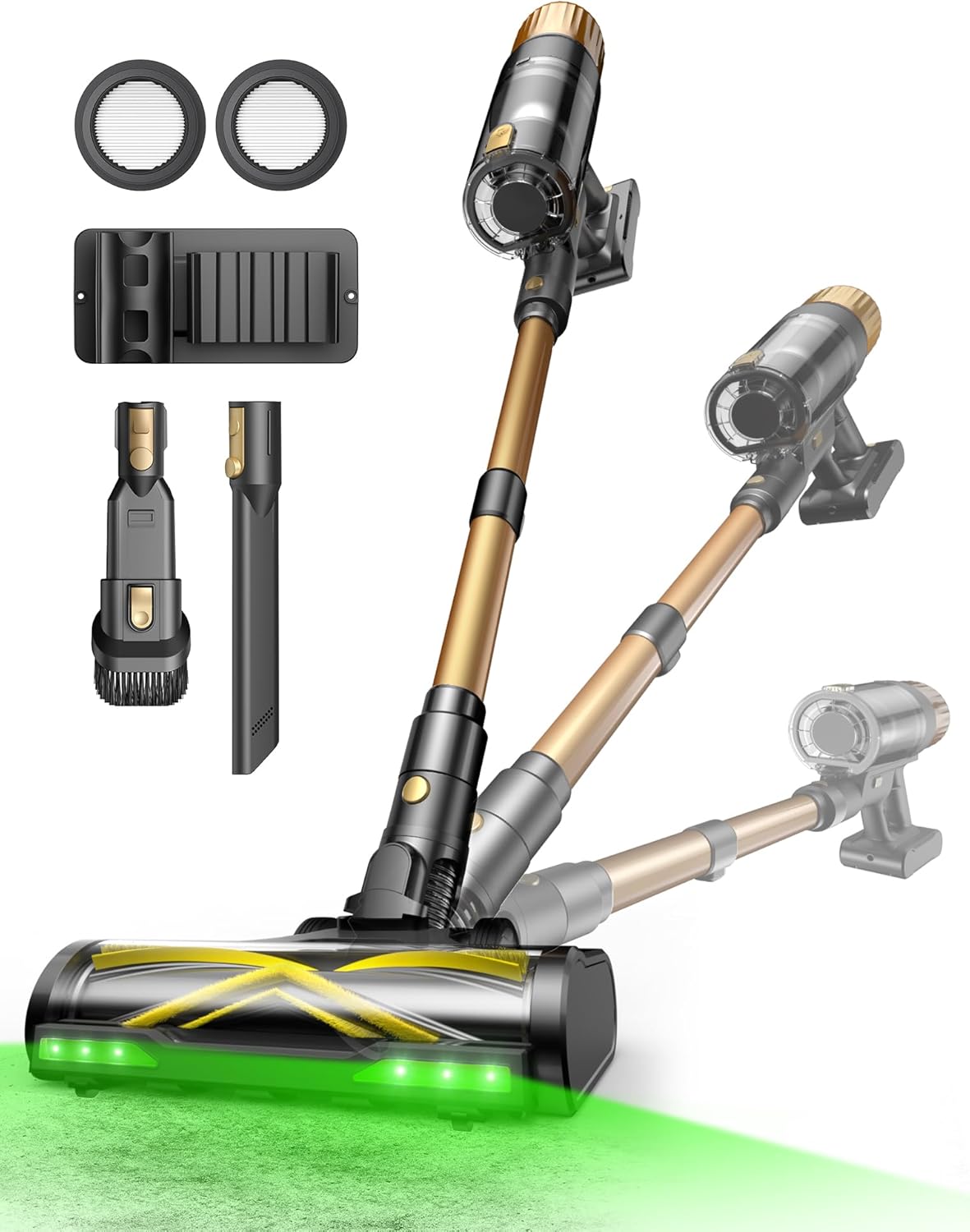Ultenic Aspirapolvere Senza Fili, 50KPa/65 Min Scopa Elettrica Senza Fili, Aspirapolvere Potente con Tubo Telescopica, Autoportante, Tecnologia GreenEye, per Tappeti/Pavimenti/Peli di Animali