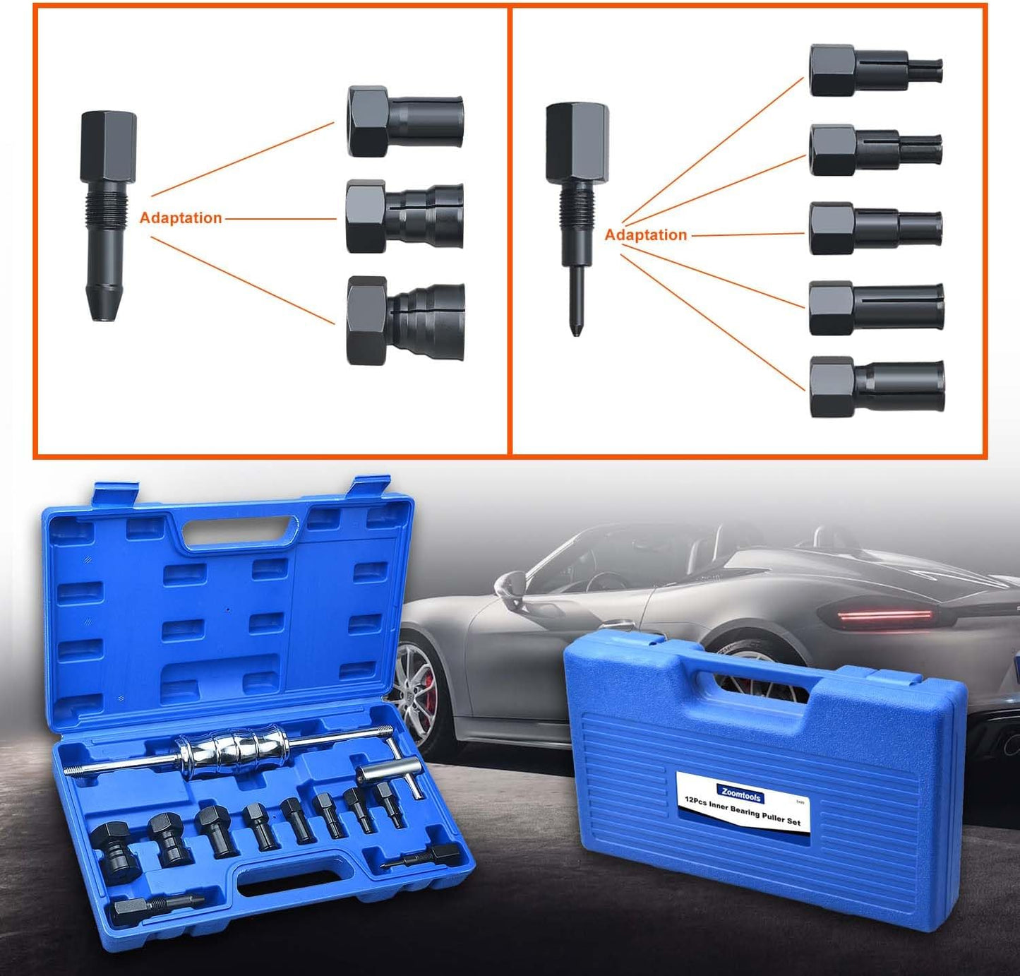 12 Pezzi, 8-32 mm, Kit di estrattori per Cuscinetti Interni per Fori ciechi, con Martello Scorrevole e pinze espandibili, per Auto e Moto