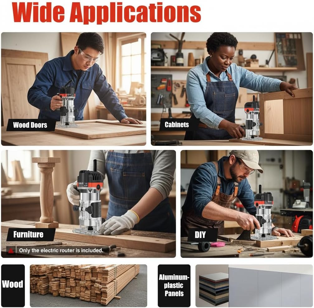 Fresatrice verticale per legno, elettrica, a mano, 220 V, 800 W, fresatrice multifunzione, 30000r/min, per lavorazione del legno, lavorazione di mobili