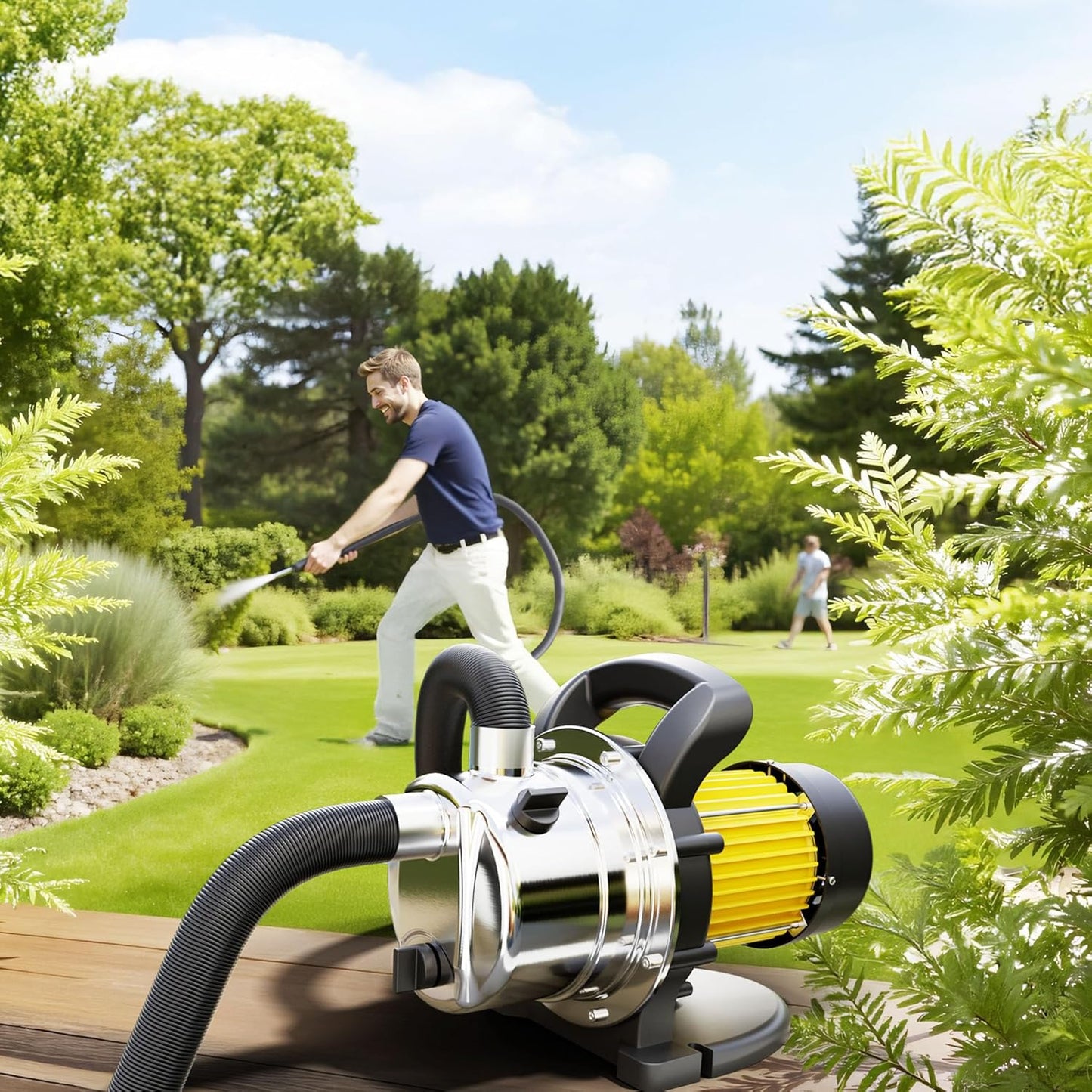 Pompa da giardino autoadescante acciaio inox 3800l/h 1200W max 48m con maniglia Elettropompa